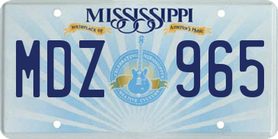 MS license plate MDZ965