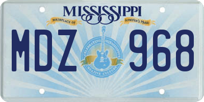 MS license plate MDZ968