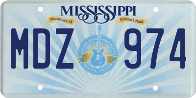 MS license plate MDZ974