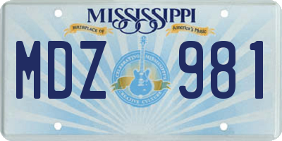 MS license plate MDZ981