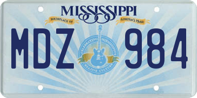 MS license plate MDZ984