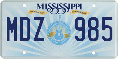 MS license plate MDZ985