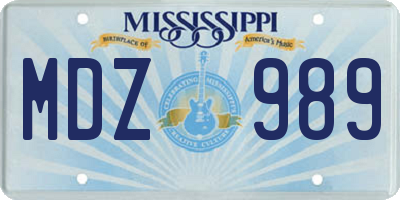 MS license plate MDZ989
