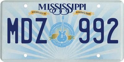 MS license plate MDZ992