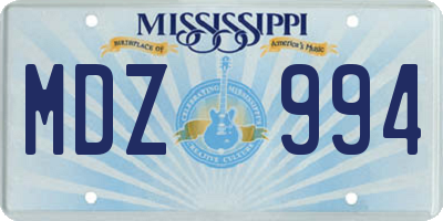 MS license plate MDZ994
