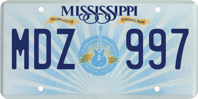 MS license plate MDZ997
