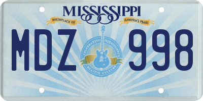 MS license plate MDZ998