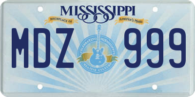 MS license plate MDZ999