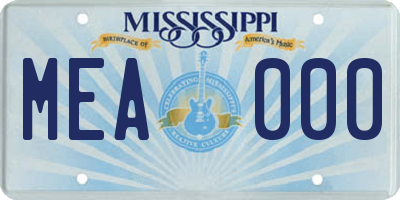 MS license plate MEA000