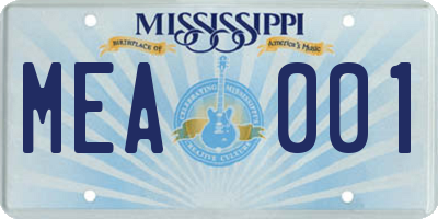 MS license plate MEA001