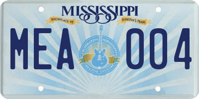 MS license plate MEA004
