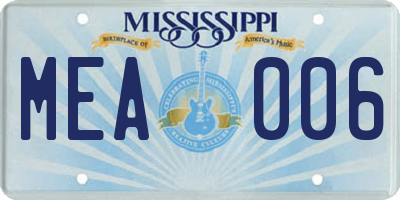 MS license plate MEA006