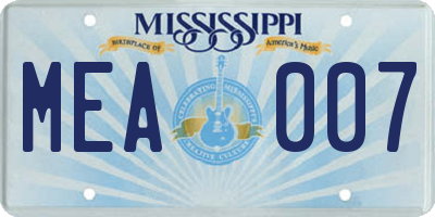 MS license plate MEA007