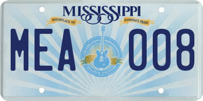 MS license plate MEA008