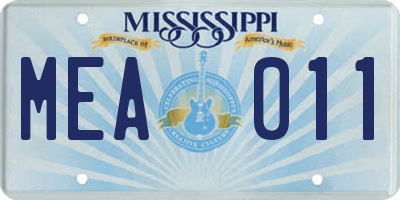 MS license plate MEA011
