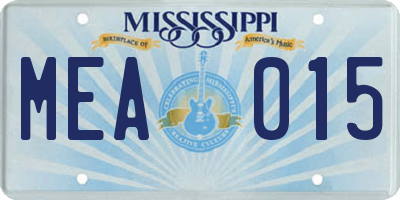 MS license plate MEA015