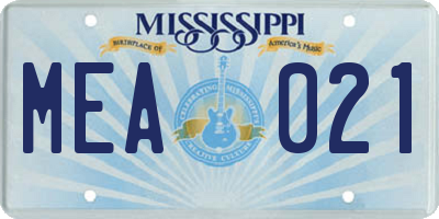MS license plate MEA021