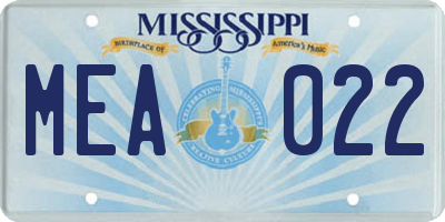MS license plate MEA022