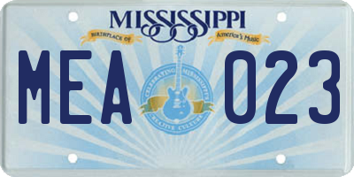 MS license plate MEA023