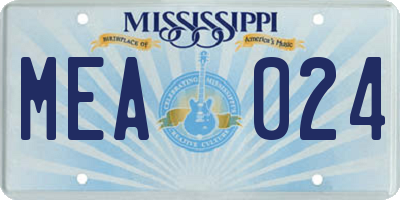 MS license plate MEA024