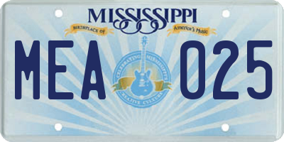 MS license plate MEA025