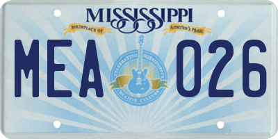 MS license plate MEA026