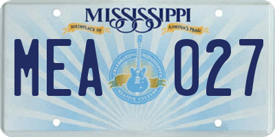 MS license plate MEA027