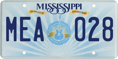 MS license plate MEA028