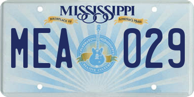 MS license plate MEA029