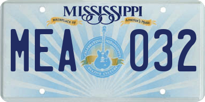 MS license plate MEA032