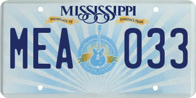 MS license plate MEA033