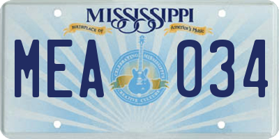 MS license plate MEA034