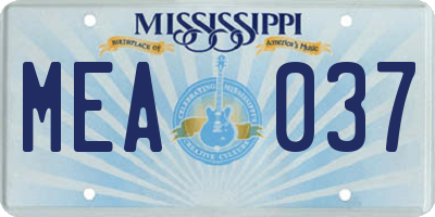 MS license plate MEA037