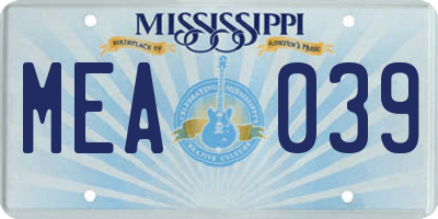 MS license plate MEA039