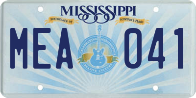 MS license plate MEA041
