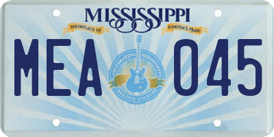 MS license plate MEA045