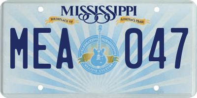 MS license plate MEA047