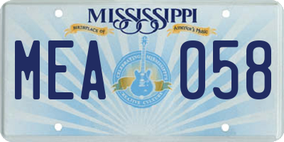 MS license plate MEA058