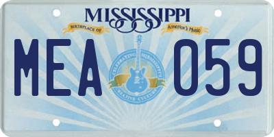 MS license plate MEA059