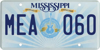 MS license plate MEA060