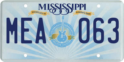 MS license plate MEA063