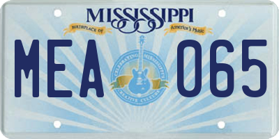 MS license plate MEA065