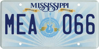 MS license plate MEA066