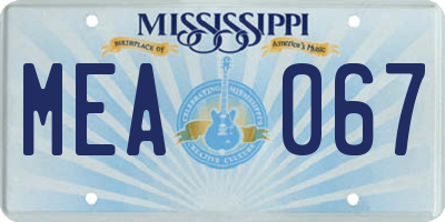 MS license plate MEA067