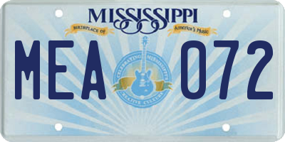 MS license plate MEA072