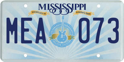 MS license plate MEA073