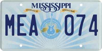 MS license plate MEA074