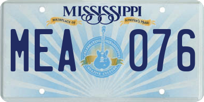 MS license plate MEA076