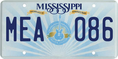 MS license plate MEA086