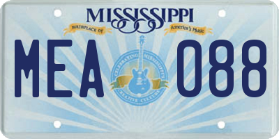 MS license plate MEA088